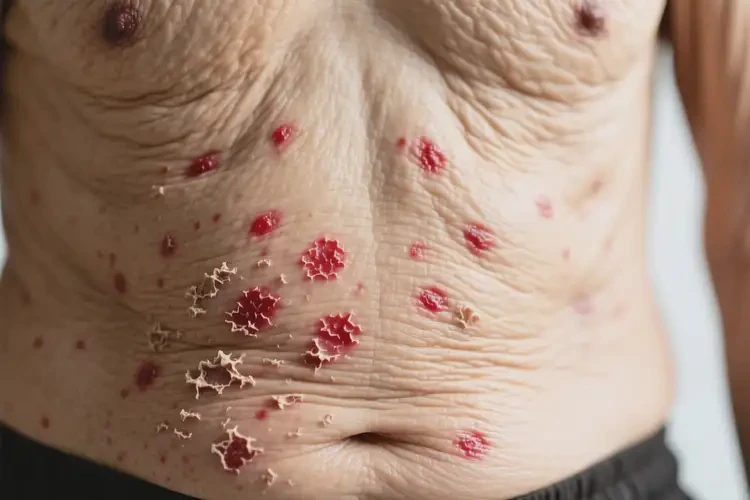 老年人肚子上出濕疹不管它會自己好嗎(圖1)