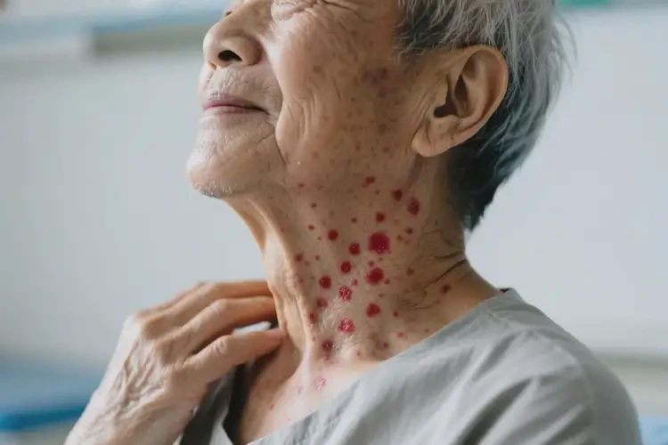 老人脖子上有濕疹不管它會自己痊愈嗎(圖2)
