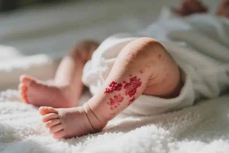 新生兒大腿經(jīng)常起濕疹不管它會(huì)自己自愈嗎(圖4)