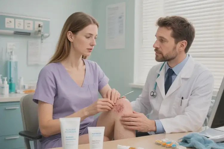 女性大腿上出現(xiàn)濕疹不管它會自己痊愈嗎(圖1)