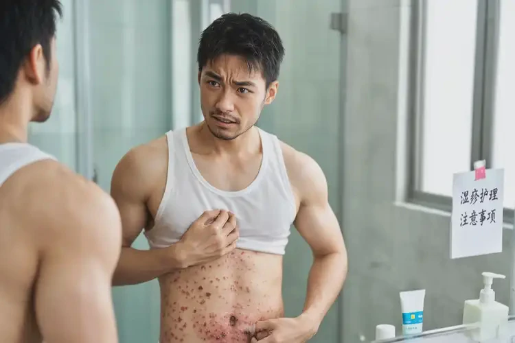 青年人肚子上偶爾長濕疹不管它會自己自愈嗎(圖4)