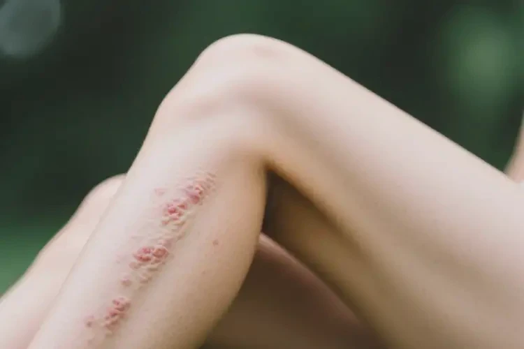 女性大腿出現(xiàn)濕疹不管它會自己痊愈嗎(圖1)