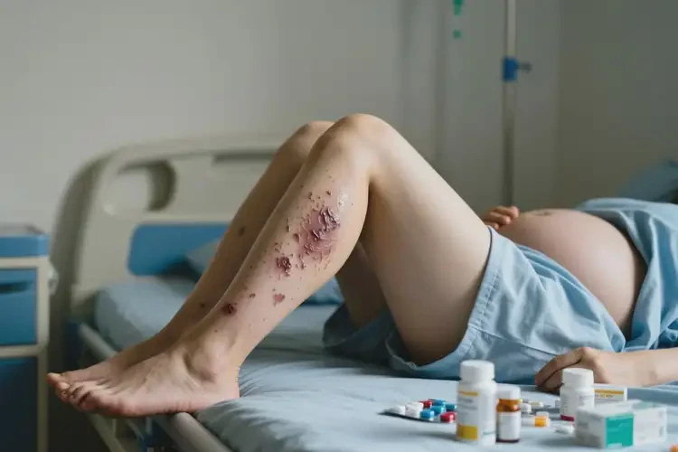 產(chǎn)婦小腿上出濕疹不管它會自己自愈嗎(圖2)