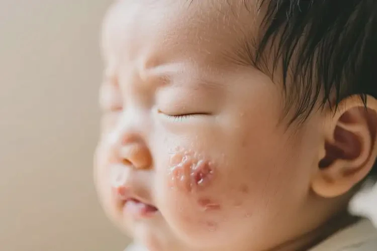 小兒臉上出現(xiàn)濕疹不管它會自己痊愈嗎(圖2)