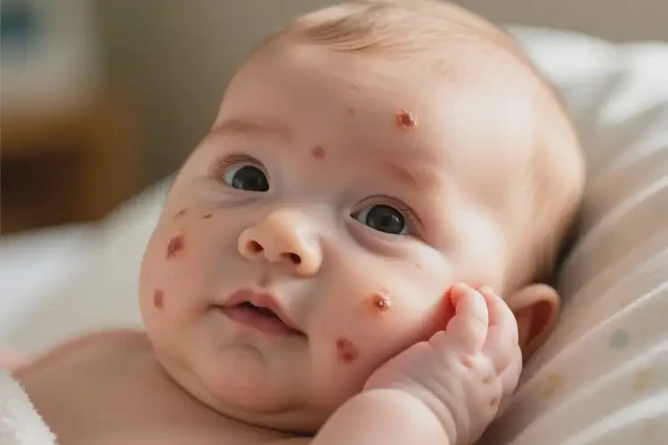 新生兒臉上經(jīng)常起濕疹不管它會自己痊愈嗎(圖2)