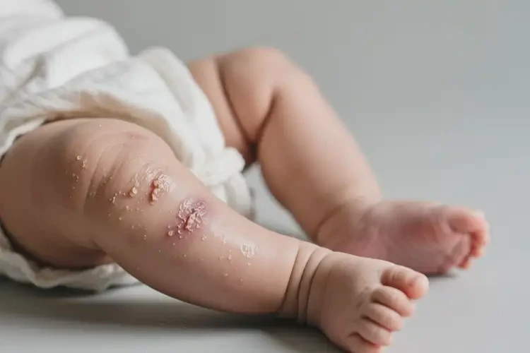 嬰兒大腿上有濕疹不管它會自己好嗎(圖1)