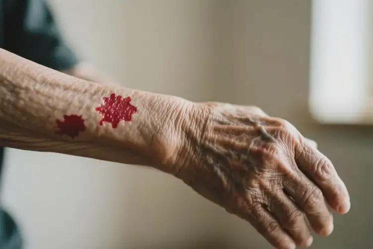 老人手臂上有濕疹不管它會自己痊愈嗎(圖1)