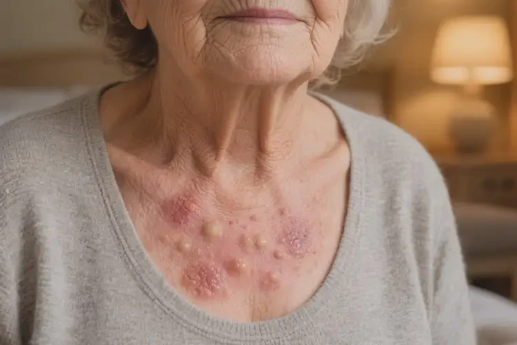 老人脖子上偶爾起濕疹不管它會自己好嗎(圖1)