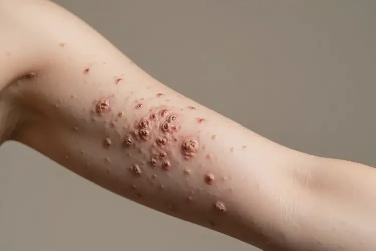 女人手臂上偶爾起濕疹不管它會自己好嗎(圖1)