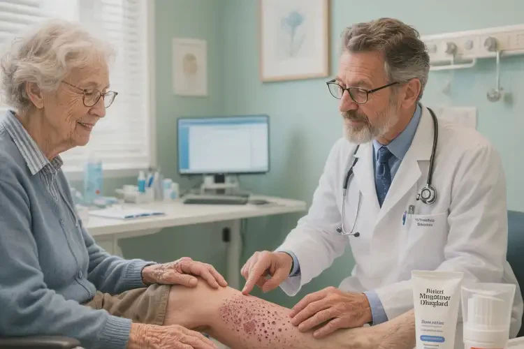 老年人小腿上長濕疹不管它會自己好嗎(圖1)