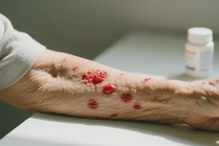 老年人手臂上起濕疹不管它會自己好嗎(圖1)