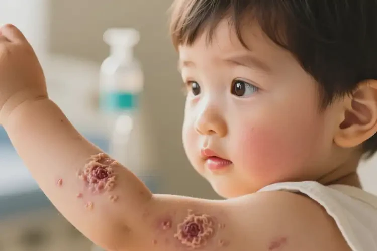 小兒手臂上有濕疹不管它會自己痊愈嗎(圖1)