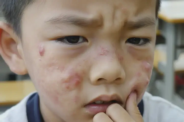 小學生臉上出現(xiàn)濕疹不管它會自己好嗎(圖4)