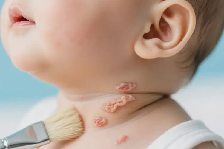 婴儿脖子上偶尔起湿疹不管它会自己自愈吗(图1)