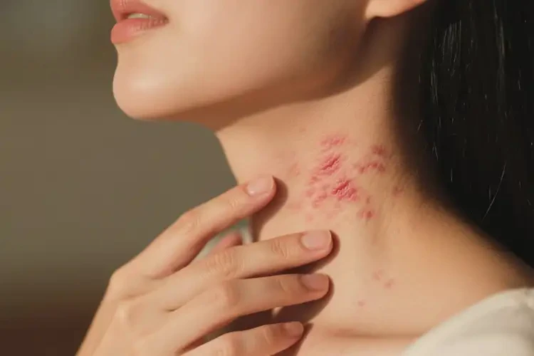 女生脖子长湿疹不管它会自己痊愈吗(图2)