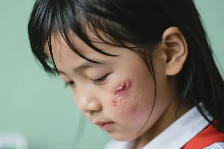 小學(xué)生臉上容易起濕疹不管它會自己痊愈嗎(圖1)