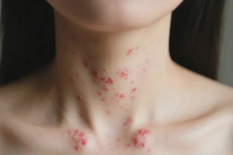 女生脖子长湿疹不管它会自己痊愈吗(图1)