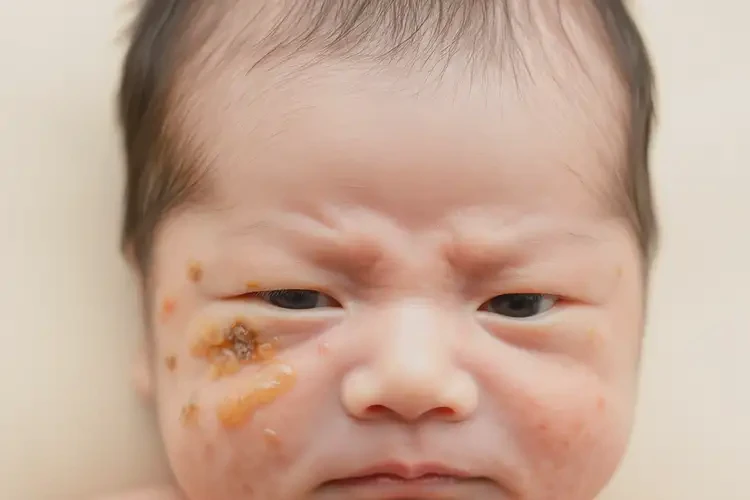 新生兒臉上偶爾起濕疹能徹底自愈嗎(圖3)