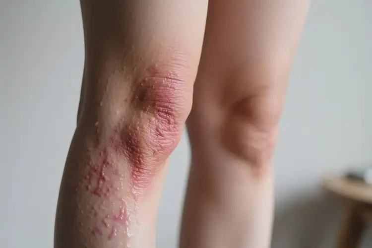 女生小腿出現(xiàn)濕疹不管它會(huì)自己好嗎(圖1)