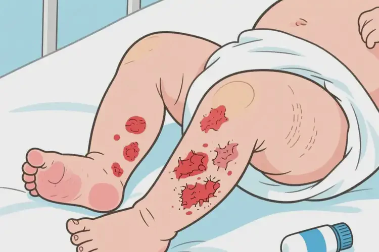 新生兒大腿上偶爾起濕疹可以徹底自愈嗎(圖1)