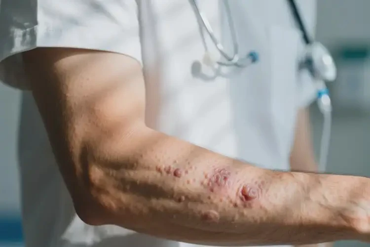 男人手臂上起濕疹可以徹底自愈嗎(圖1)