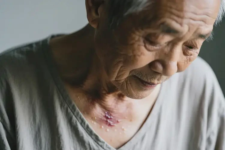 老年人脖子上偶爾長濕疹不管它會自己好嗎(圖1)