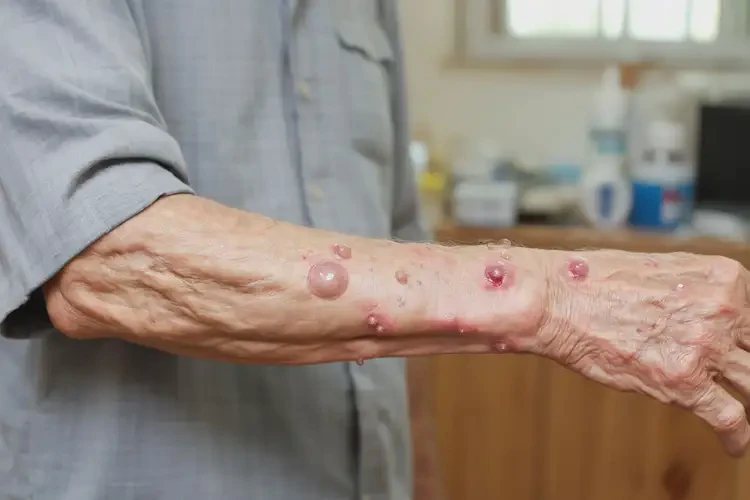 高齡老人手臂上容易起濕疹不管它會自己自愈嗎(圖1)