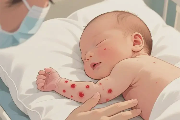 新生兒手臂出現(xiàn)濕疹不管它會自己自愈嗎(圖1)
