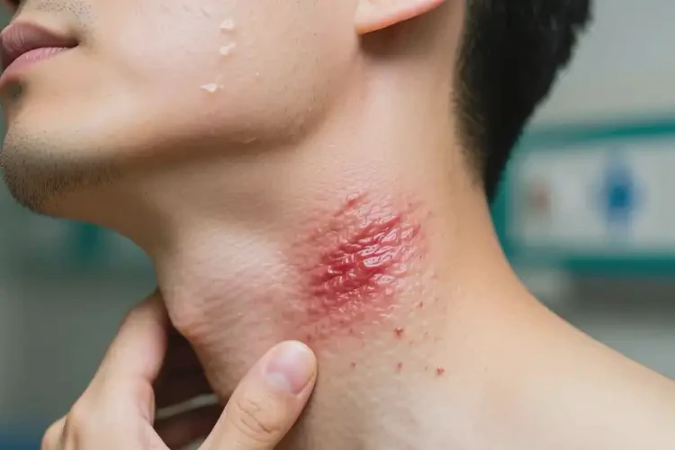 男人脖子有濕疹不管它會(huì)自己自愈嗎(圖1)