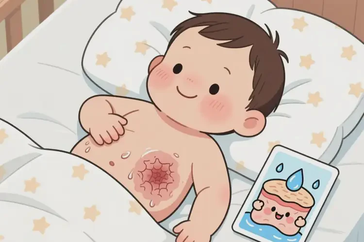 幼兒肚子上有濕疹不管它會(huì)自己好嗎(圖1)
