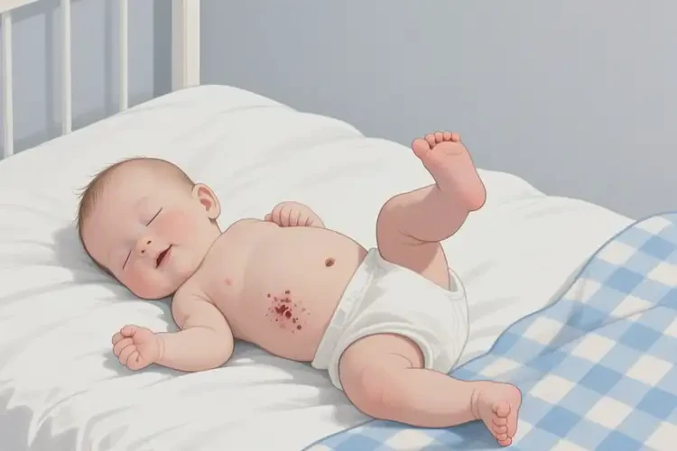 寶寶肚子出現(xiàn)濕疹不管它會自己痊愈嗎(圖1)