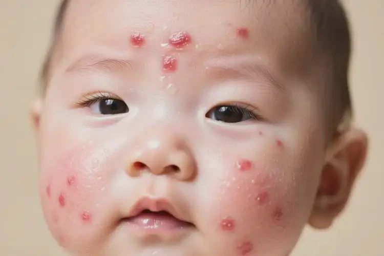 嬰兒臉上偶爾起濕疹能徹底自愈嗎(圖2)