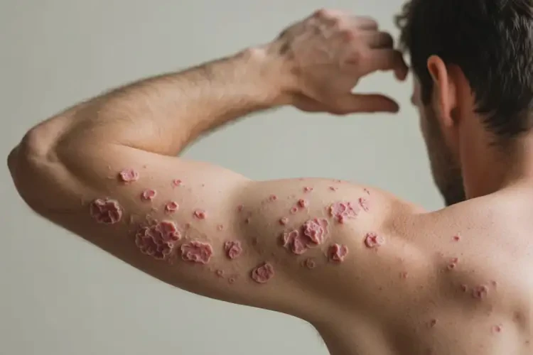 男性手臂經(jīng)常長濕疹不管它會自己自愈嗎(圖1)