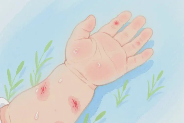新生儿手臂起湿疹可以彻底自愈吗(图1)