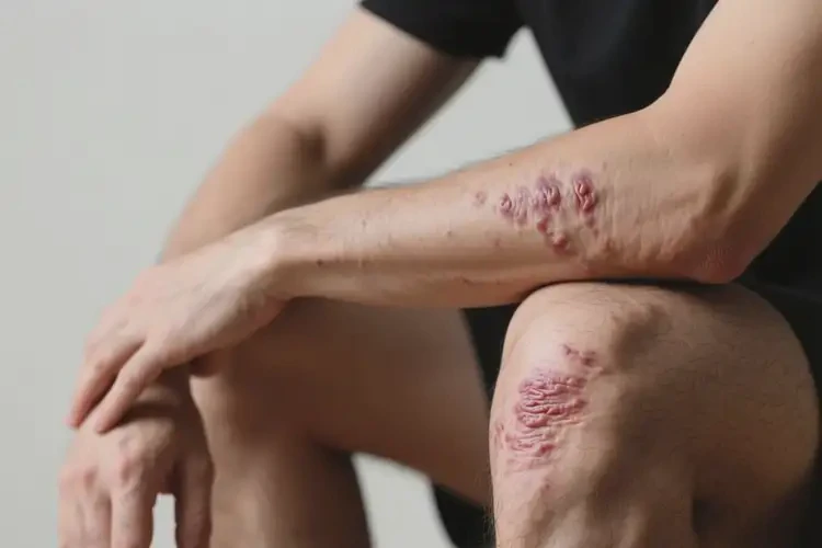 男人四肢出濕疹不管它會(huì)自己自愈嗎(圖1)