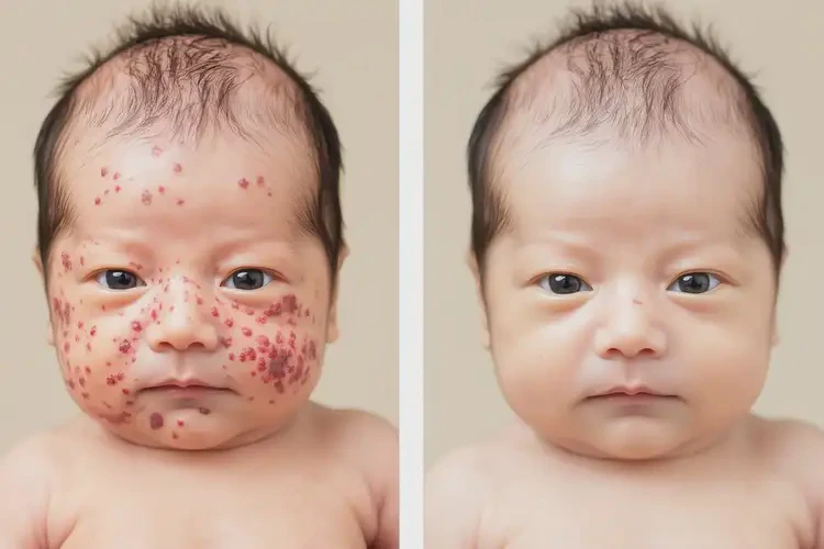 新生兒臉上起濕疹能夠徹底治愈嗎(圖1)