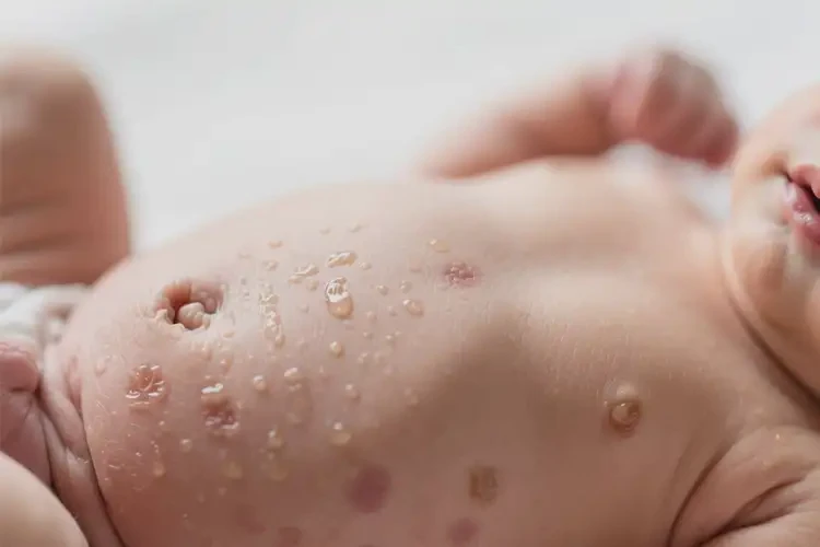 新生兒肚子上偶爾起濕疹能夠徹底治愈嗎(圖3)