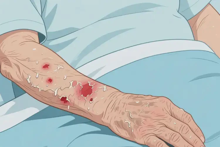 老人手臂上出濕疹不管它會自己痊愈嗎(圖1)