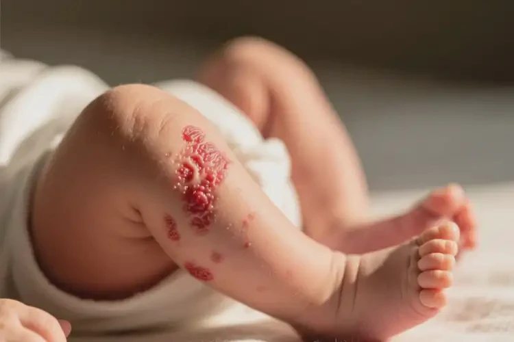 新生兒大腿有濕疹不管它會自己好嗎(圖1)