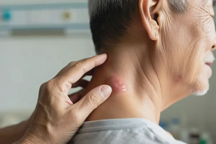 高龄老人脖子容易起湿疹不管它会自己好吗(图1)