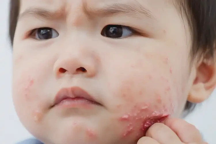 小兒面部起濕疹不管它會自己自愈嗎(圖4)