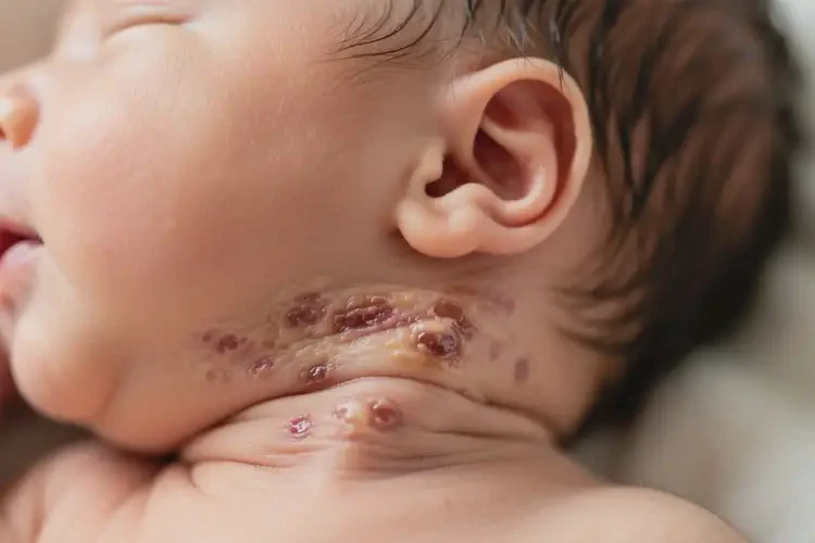 新生兒脖子上長濕疹能徹底自愈嗎(圖1)