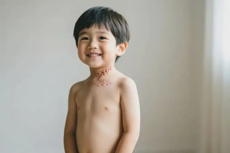 孩子脖子上長濕疹不管它會(huì)自己痊愈嗎(圖1)