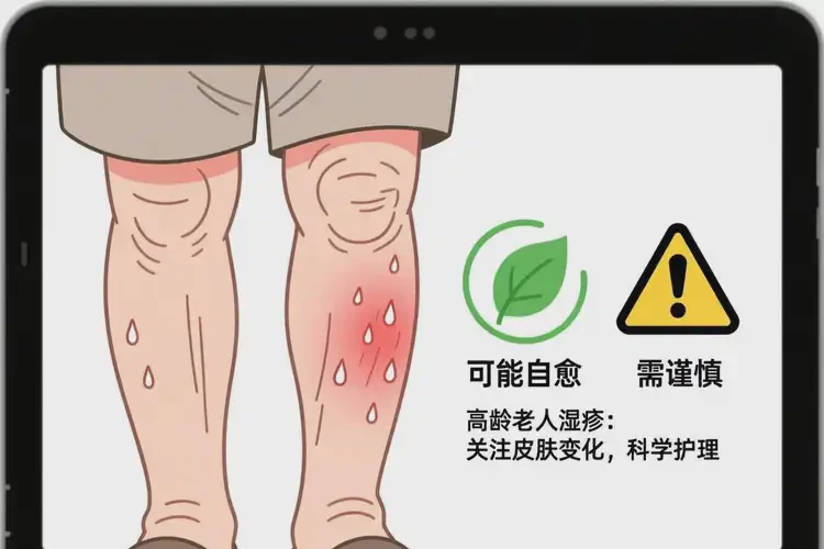 高齡老人大腿上出現(xiàn)濕疹不管它會(huì)自己自愈嗎(圖1)