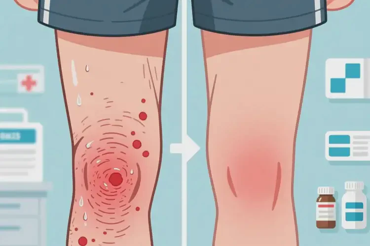 男生大腿出現(xiàn)濕疹不管它會自己痊愈嗎(圖1)