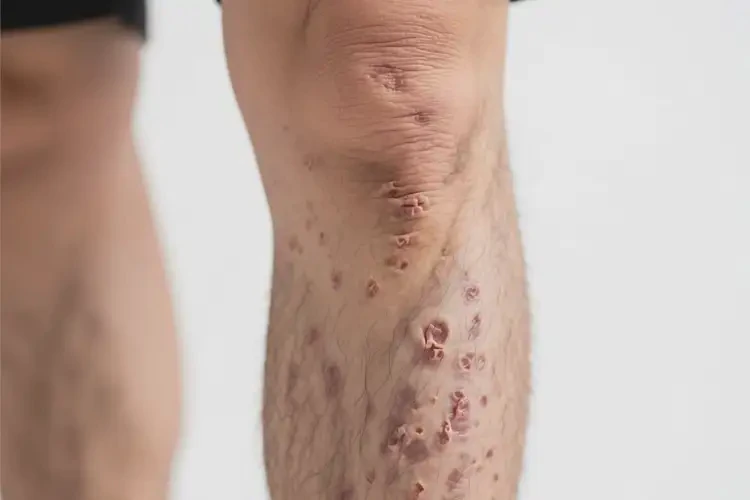 男人小腿出現(xiàn)濕疹能徹底自愈嗎(圖1)