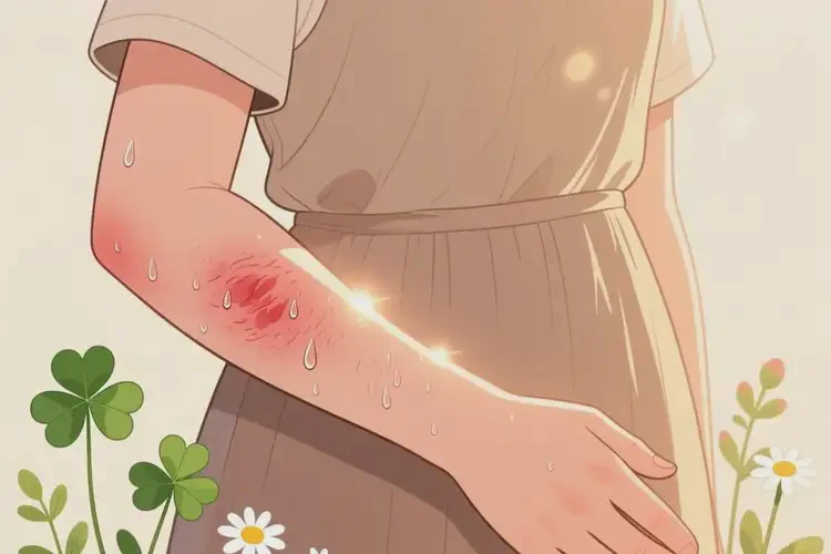 女生手臂出現(xiàn)濕疹不管它會自己自愈嗎(圖1)