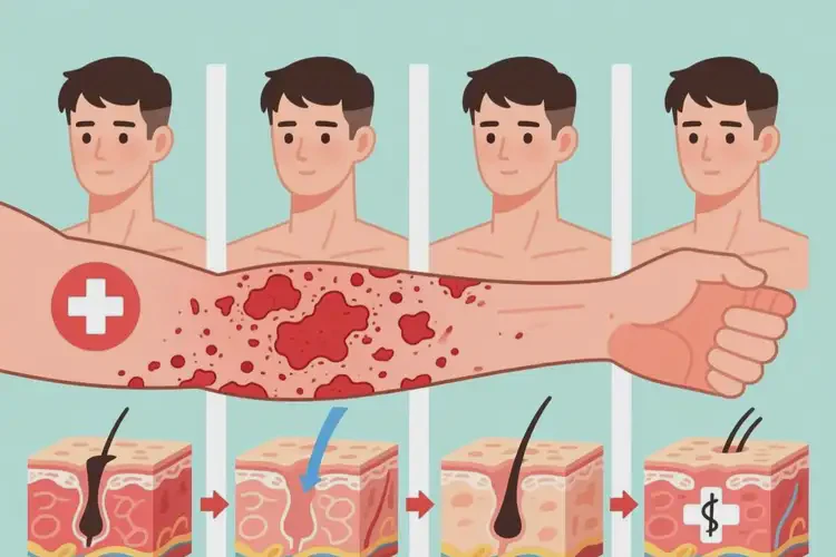 男生手臂出現(xiàn)濕疹可不可以徹底自愈(圖1)