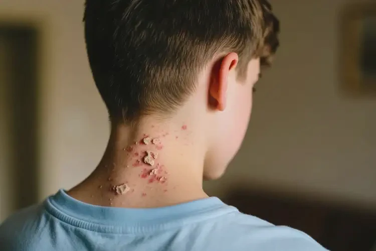 青少年脖子出現(xiàn)濕疹不管它會自己好嗎(圖1)