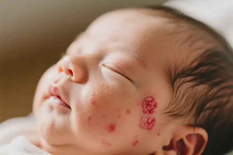 嬰兒臉上偶爾長(zhǎng)濕疹能靠自己自愈嗎(圖1)